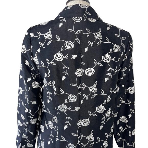 Corso De Roma Exclusivo Vintage Womens Jacket Size XL Black Floral Silk Satin - Picture 11 of 16